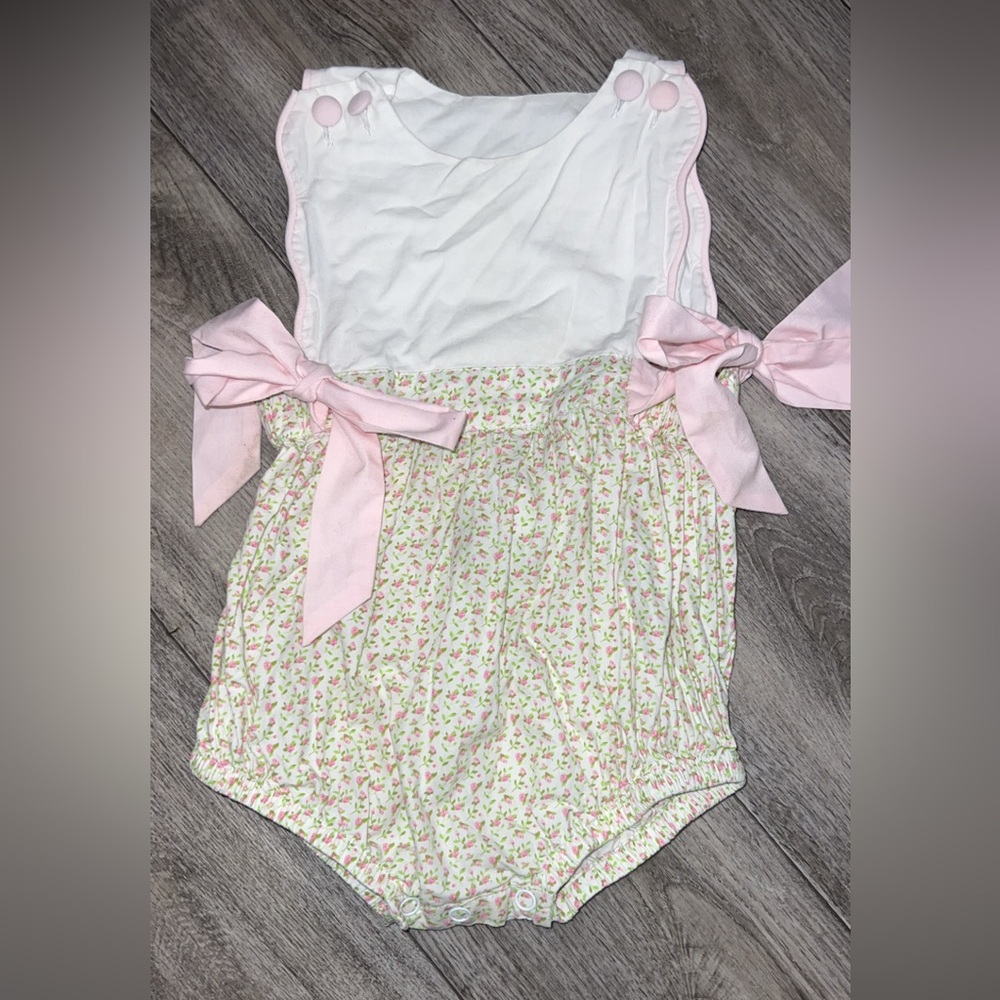Floral Baby Bubble with Pink Bows